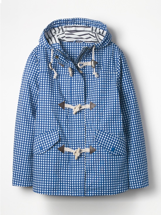 Boden Jackets & Blazers - Boden Blue Gingham Hooded Toggle Rain Jacket Size US 18